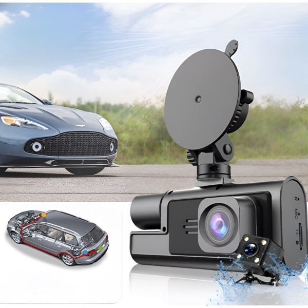 Видеорегистратор для авто A22 3 камеры FullHD WiFi ночная съемка задняя камера датчик движения удара запись