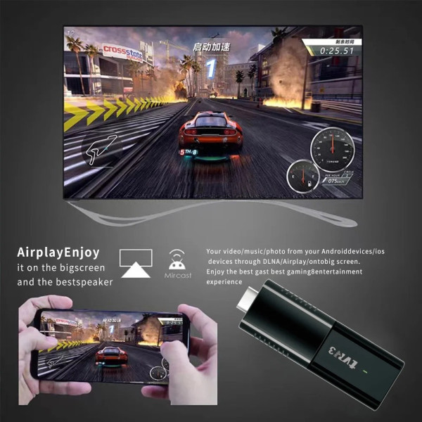 ТВ приставка Android 11 TVR3 Stick 4K смарт медиаплеер HDR Wi-Fi Bluetooth черный