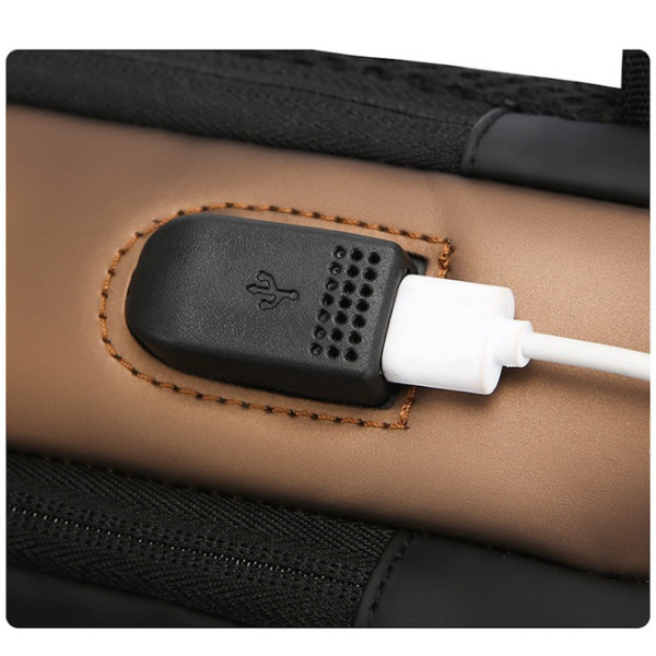 Сумка слинг нагрудная через плечо водоотталкивающая USB порт кодовый замок TSA XL-1515 для повседневного использования