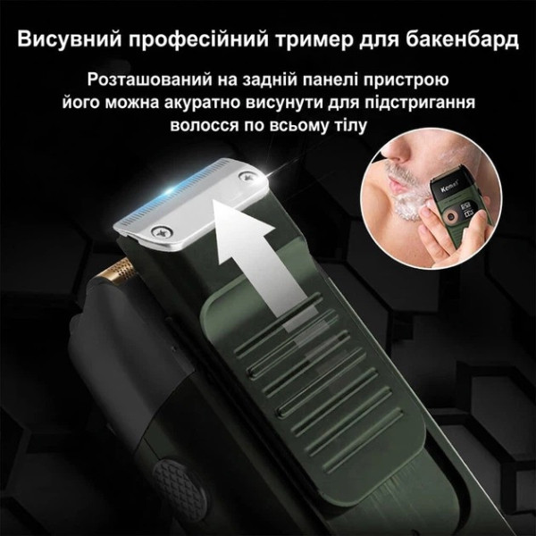 Электробритва для мужчин аккумуляторная двойная сетка LED дисплей IPX5 Kemei KM-2027