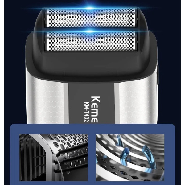 Электробритва мужская сеточного типа с LED дисплеем IPX7 и Type-C Kemei KM-T402