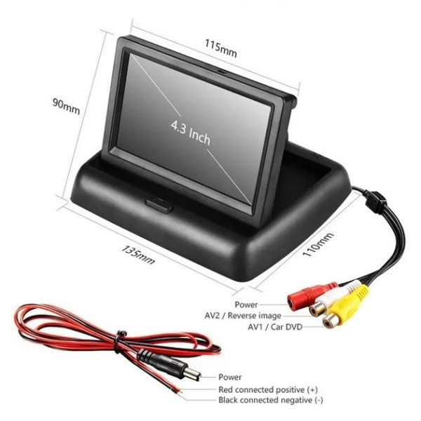 Монитор автомобильный для камеры заднего вида A-101 TFT LCD экран 4.3 дюйма HD с LED подсветкой складной