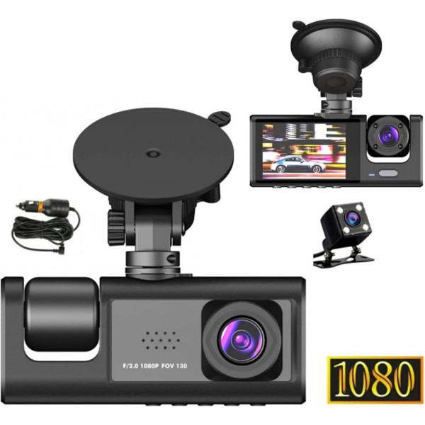 DVR регистратор AND Z37 автомобильный с тремя камерами Full HD 1080P передняя задняя и салонная съемка для авто