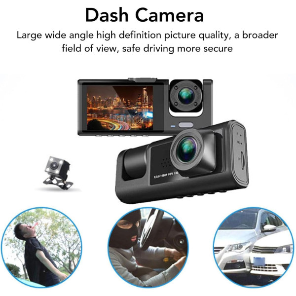 DVR регистратор AND Z37 автомобильный с тремя камерами Full HD 1080P передняя задняя и салонная съемка для авто