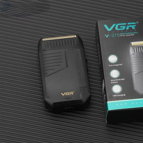 Электробритва аккумуляторная VGR V-375 сеточная с LED дисплеем выдвижным триммером и двумя головками для гладкого бритья