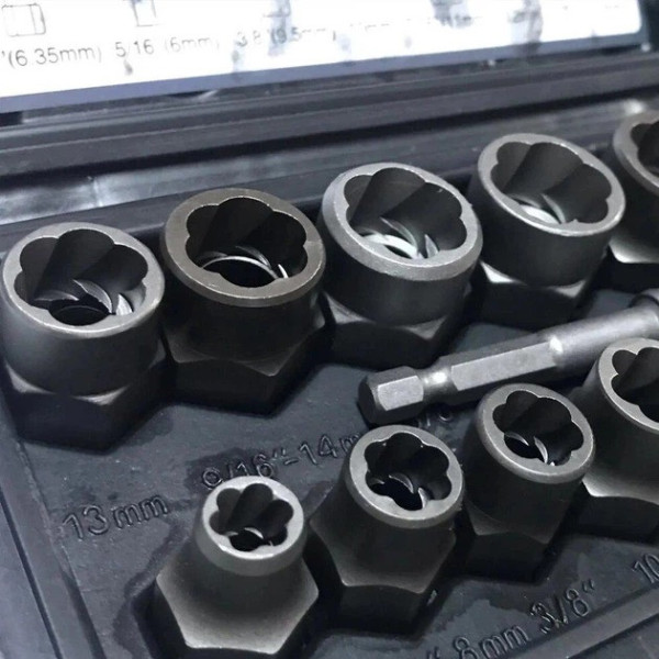 Набор для извлечения болтов Nut Extractor ES-14 14 предметов для гаек и болтов в кейсе