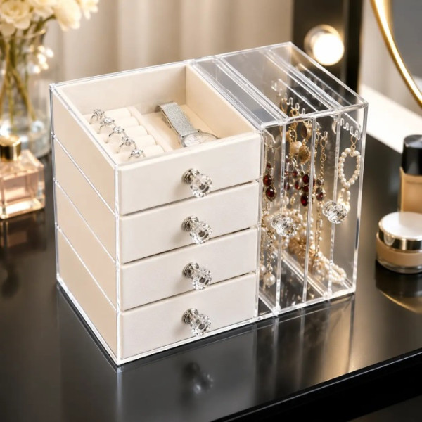 Шкатулка Makeup Box XL-1831 для хранения украшений многоуровневая с ящиками и отделениями