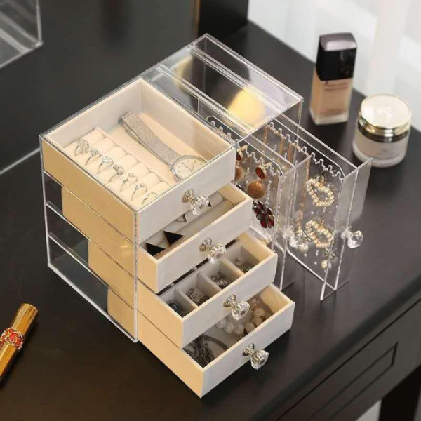 Шкатулка Makeup Box XL-1831 для хранения украшений многоуровневая с ящиками и отделениями