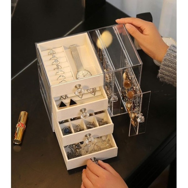 Шкатулка Makeup Box XL-1831 для хранения украшений многоуровневая с ящиками и отделениями