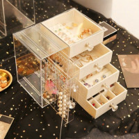 Шкатулка Makeup Box XL-1831 для хранения украшений многоуровневая с ящиками и отделениями
