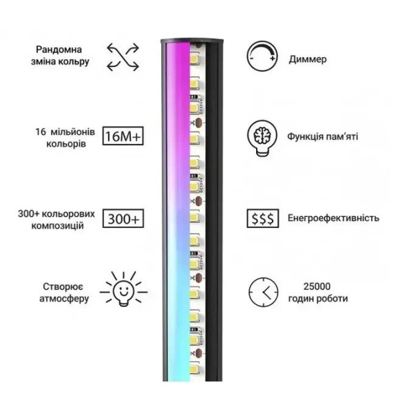 Светодиодный торшер RGB HA-10 HA-100 1,4 м напольный с пультом для спальни и гостиной