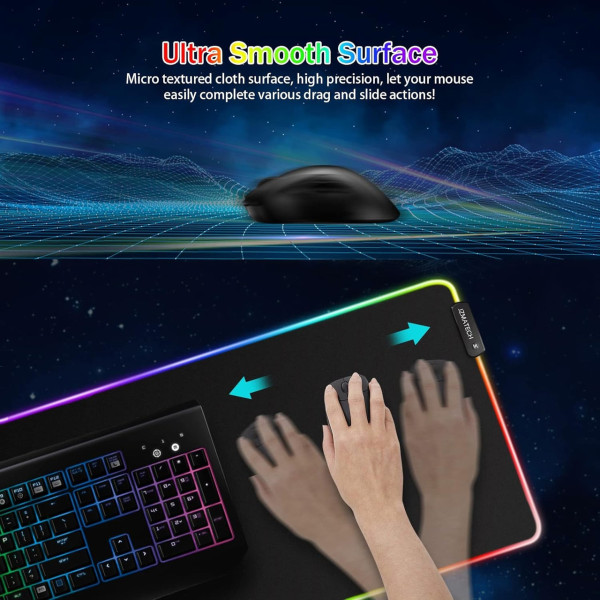 Геймерский коврик XL-1747 RGB 30×70 см для мыши и клавиатуры большой