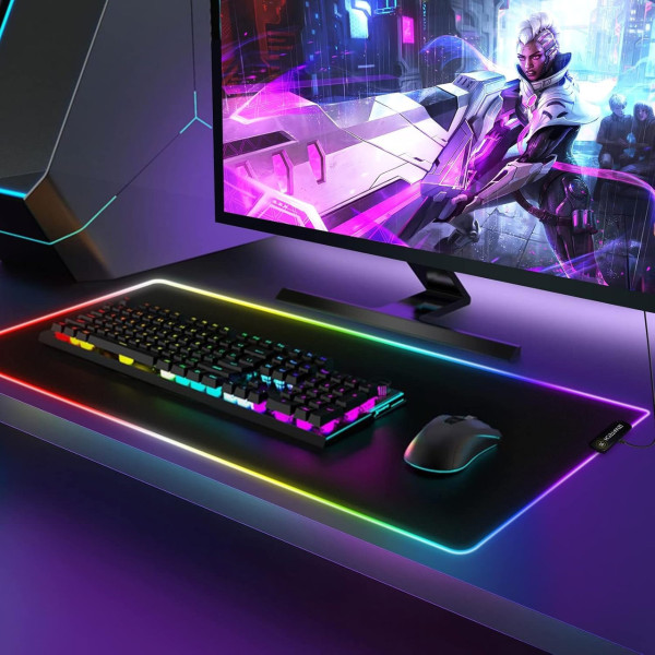 Геймерский коврик XL-1747 RGB 30×70 см для мыши и клавиатуры большой