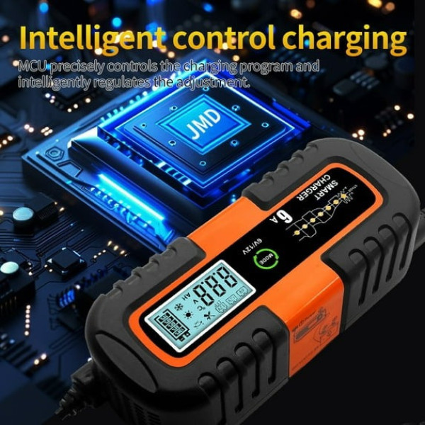 Автоматическая зарядка Charger 6V/12V для аккумуляторов автомобиля с LCD экраном и функцией восстановления