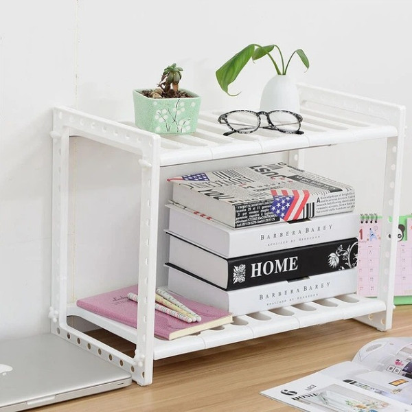 Полка-органайзер Kitchen Rack 38–70 см, регулируемый стеллаж для хранения под раковину на кухне, белый
