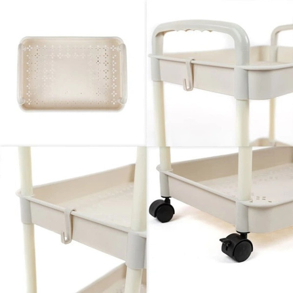 Пластиковая этажерка Kitchen Storage Rack на колесах 3 яруса для хранения в кухне ванной и офисе 41×25×72 см
