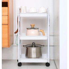 Пластикова етажерка Kitchen Storage Rack на колесах 3 яруси для зберігання в кухні ванної й офісі 41×25×72 см
