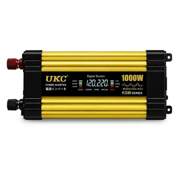 Инвертор напряжения KSM 1000W 12V LCD + 2 USB преобразователь 12В 220В автомобильный с экраном