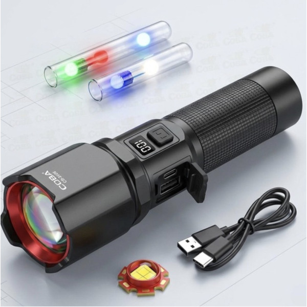 Аккумуляторный LED фонарик Coba CB-2506 ручной с 5 режимами свечения USB портативный карманный