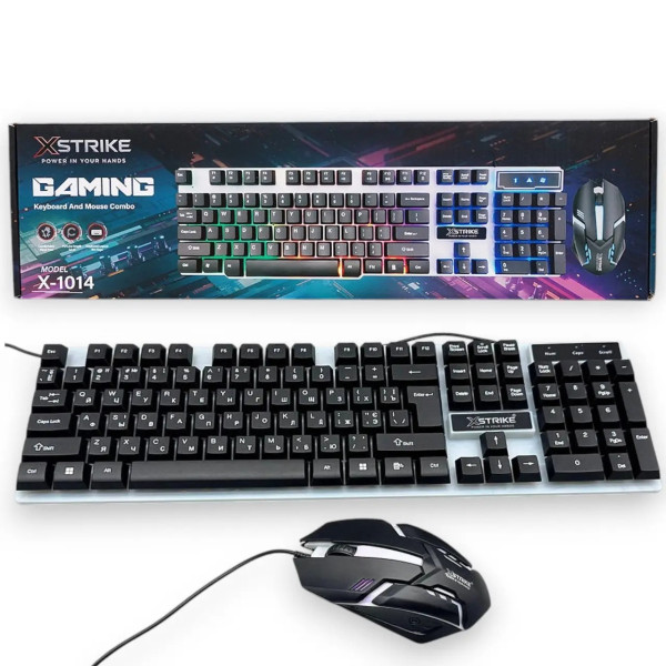 Геймерский набор XSTRIKE X-1014 клавиатура мышь RGB USB проводной 104 клавиши черный