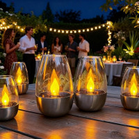 Уличные садовые LED свечи 3 шт на солнечной батарее декоративное освещение газона