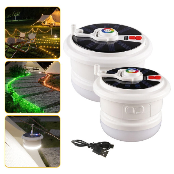 Кемпинговый светильник BL YX669 солнечный RGB LED 10 м подвесной фонарь аккумуляторный