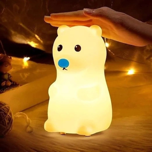 Светильник детский Мишка LED силиконовый сенсорный ночник с USB питанием и двумя режимами света