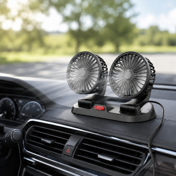 Вентилятор для автомобиля Vehicle Fan X666 двойной от прикуривателя с двумя регулируемыми головками