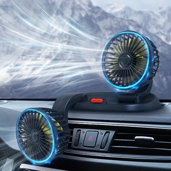Вентилятор для автомобиля Vehicle Fan X666 двойной от прикуривателя с двумя регулируемыми головками