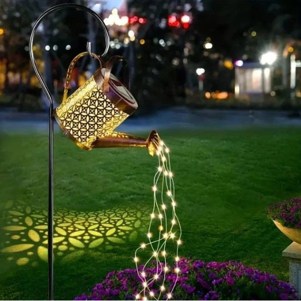 Садовый фонарь Лейка на солнечной батарее с LED подсветкой на колышке высотой 80 см