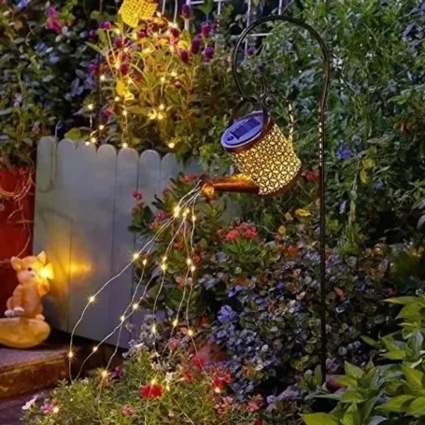 Садовый фонарь Лейка на солнечной батарее с LED подсветкой на колышке высотой 80 см