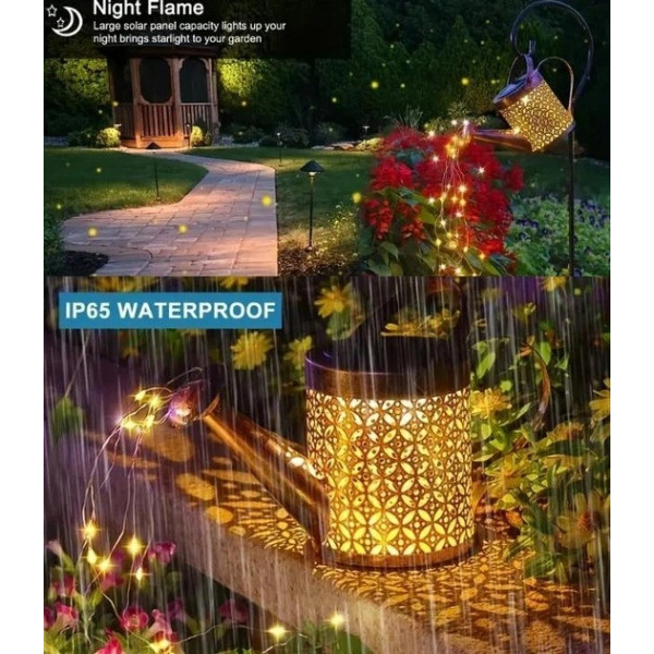 Садовый фонарь Лейка на солнечной батарее с LED подсветкой на колышке высотой 80 см