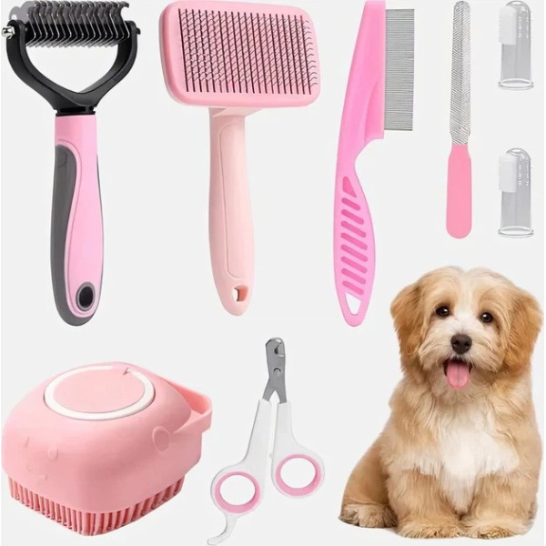 Набор для ухода за собаками и котами Pet Grooming 8 в 1 с расческами щетками и когтерезом