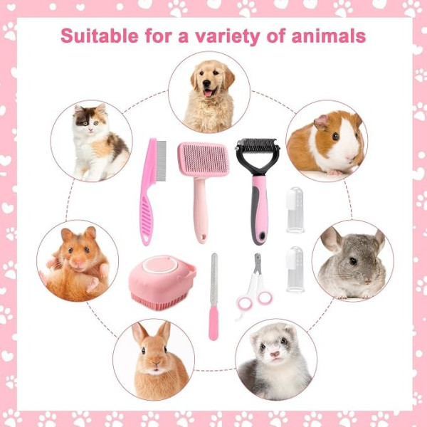 Набор для ухода за собаками и котами Pet Grooming 8 в 1 с расческами щетками и когтерезом