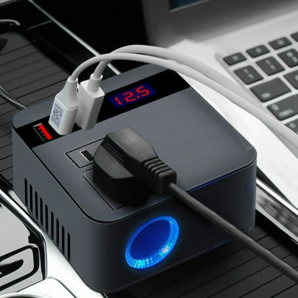 Преобразователь напряжения 150 Вт автомобильный с 3 USB портами и адаптером прикуривателя 12В/24В