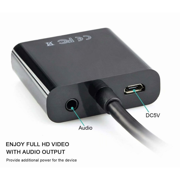 Переходник HDMI на VGA и AV с аудио конвертер для монитора проектора Full HD черный