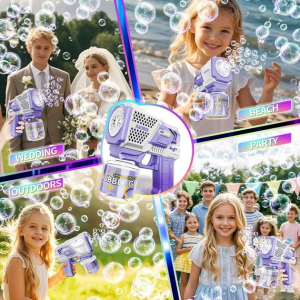 Пистолет для мыльных пузырей Bubble Gun 401018, автоматический пузырьков с LED-подсветкой, до 5000 пузырьков/мин