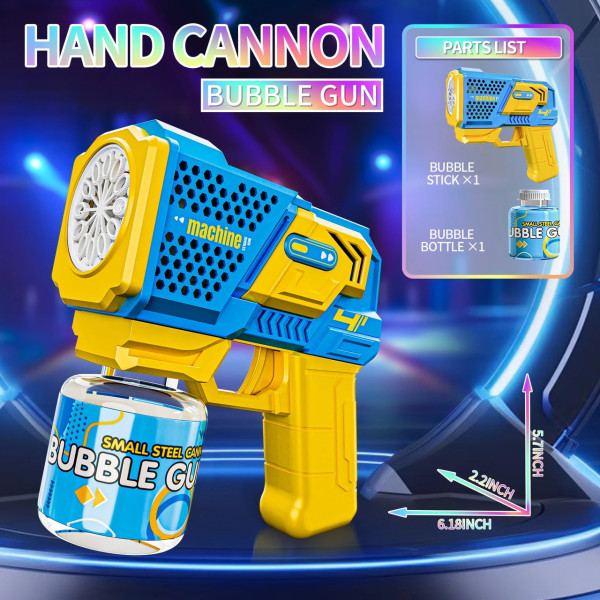 Пистолет для мыльных пузырей Bubble Gun 401018, автоматический пузырьков с LED-подсветкой, до 5000 пузырьков/мин