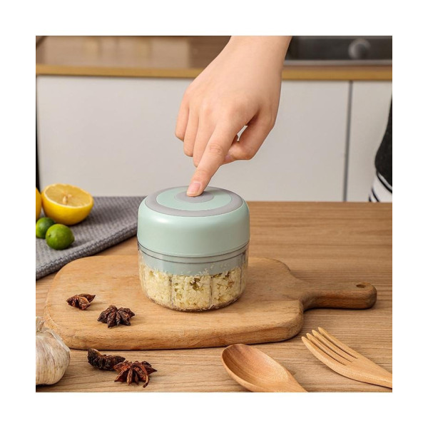 Мини-измельчитель беспроводной Kitchen Chopper, аккумуляторный электрический чепер 100 мл с USB-зарядкой, мятный