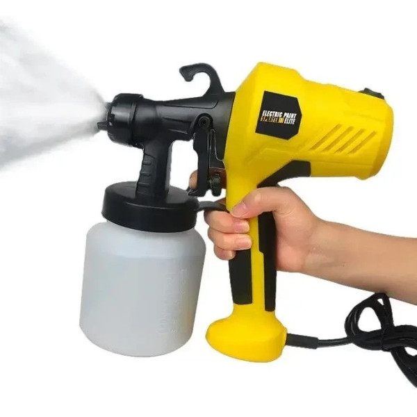 Электрический кракопульт Paint Sprayer, распылитель краски 500 Вт с регулировкой подачи и баком 650 мл (желтый)