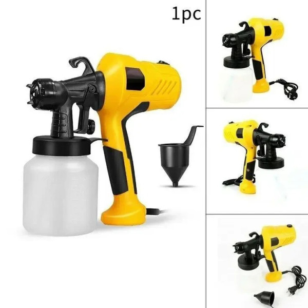 Электрический кракопульт Paint Sprayer, распылитель краски 500 Вт с регулировкой подачи и баком 650 мл (желтый)