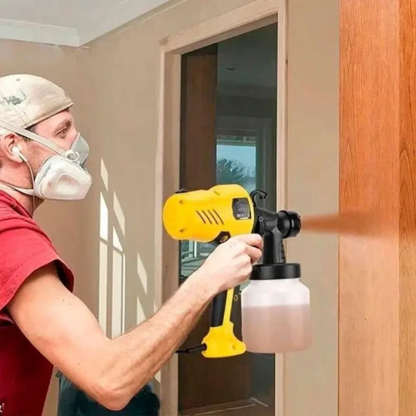 Электрический кракопульт Paint Sprayer, распылитель краски 500 Вт с регулировкой подачи и баком 650 мл (желтый)