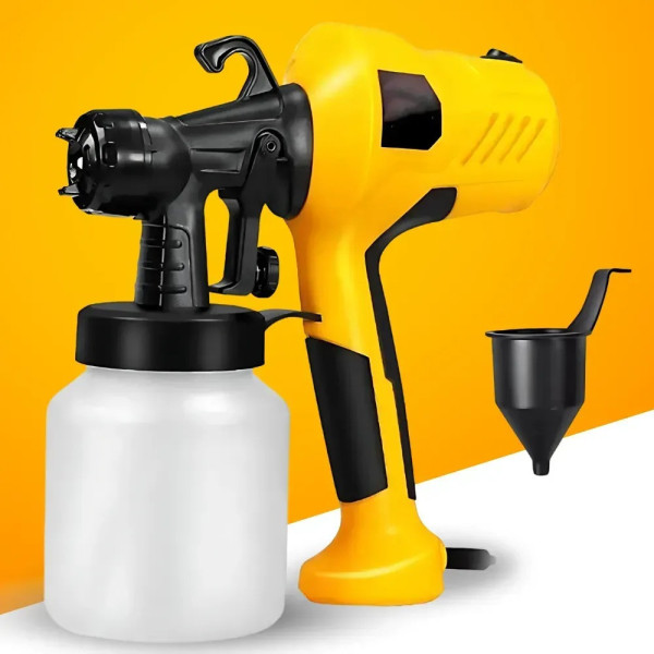 Электрический кракопульт Paint Sprayer, распылитель краски 500 Вт с регулировкой подачи и баком 650 мл (желтый)