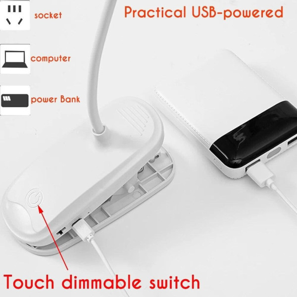 Настольная LED лампа 12588800, USB светильник с прищепкой, подставкой для смартфона и аккумулятором 2500 мАч