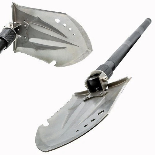 Лопата туристическая Multifunctional Shovel ES-118 складная 10 в 1 с чехлом, мультитул из нержавеющей стали