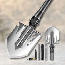 Лопата туристическая Multifunctional Shovel ES-118 складная 10 в 1 с чехлом, мультитул из нержавеющей стали