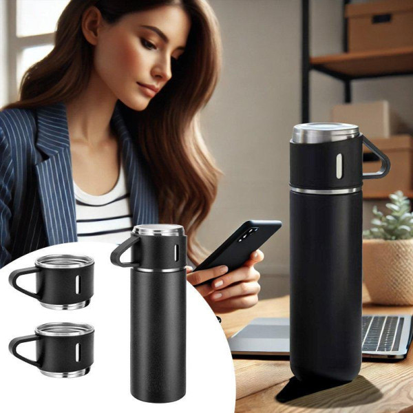 Набор термос LY-526 с 2 чашками Vacuum Cup 500 мл из нержавеющей стали