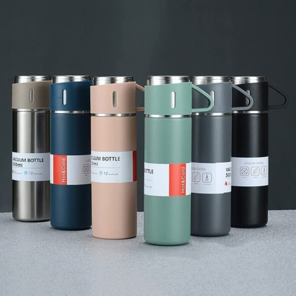 Набор термос LY-526 с 2 чашками Vacuum Cup 500 мл из нержавеющей стали