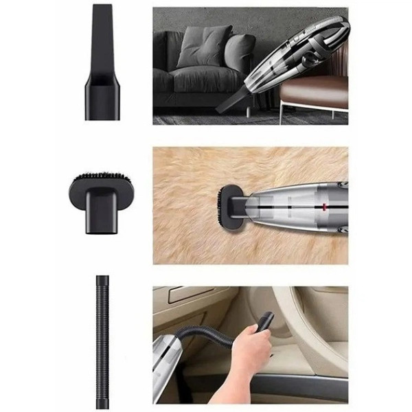 Автомобильный пылесос Vacuum Cleaner E-6 XL-830 аккумуляторный 120 Вт с HEPA-фильтром для сухой и влажной уборки