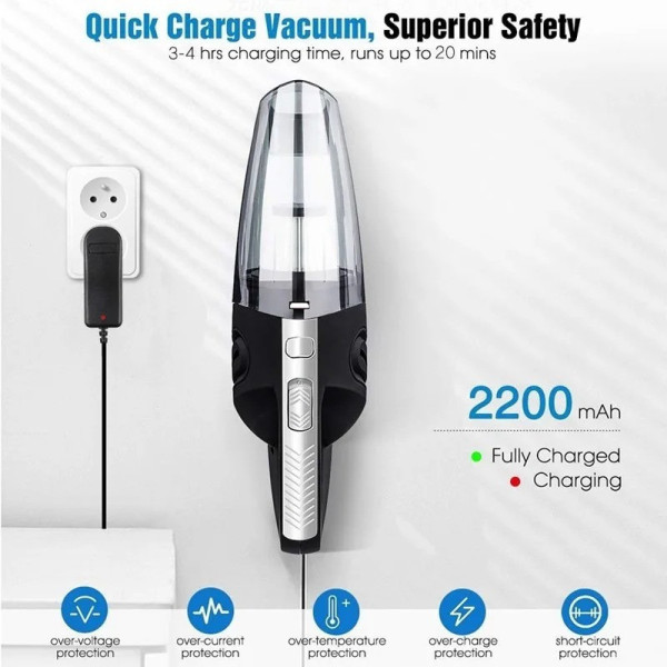 Автомобильный пылесос Vacuum Cleaner E-6 XL-830 аккумуляторный 120 Вт с HEPA-фильтром для сухой и влажной уборки